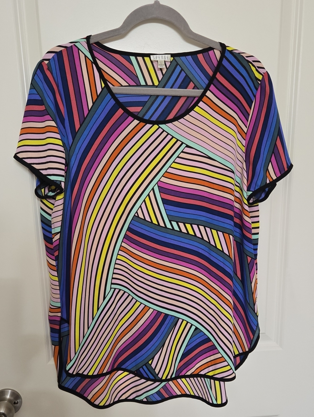 Spense Multicolor Striped Scoop Neck Top